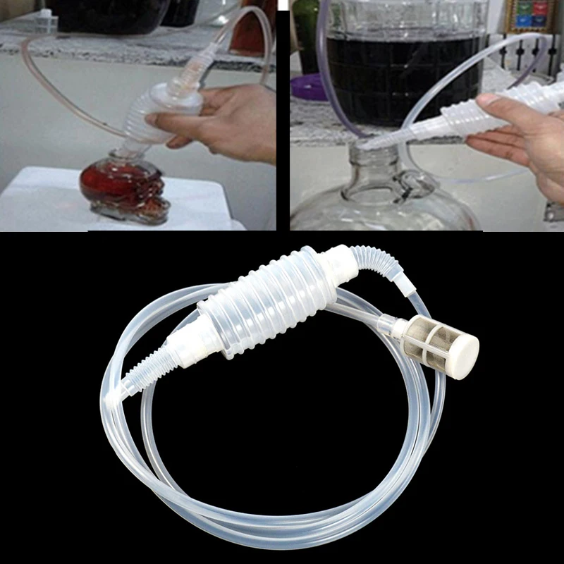 Food Grade Transparent Tube 1.97M Wine Making Tools Bar Sets Brew Syphon Pack Hand Knead Plastic Siphon Filter | Дом и сад