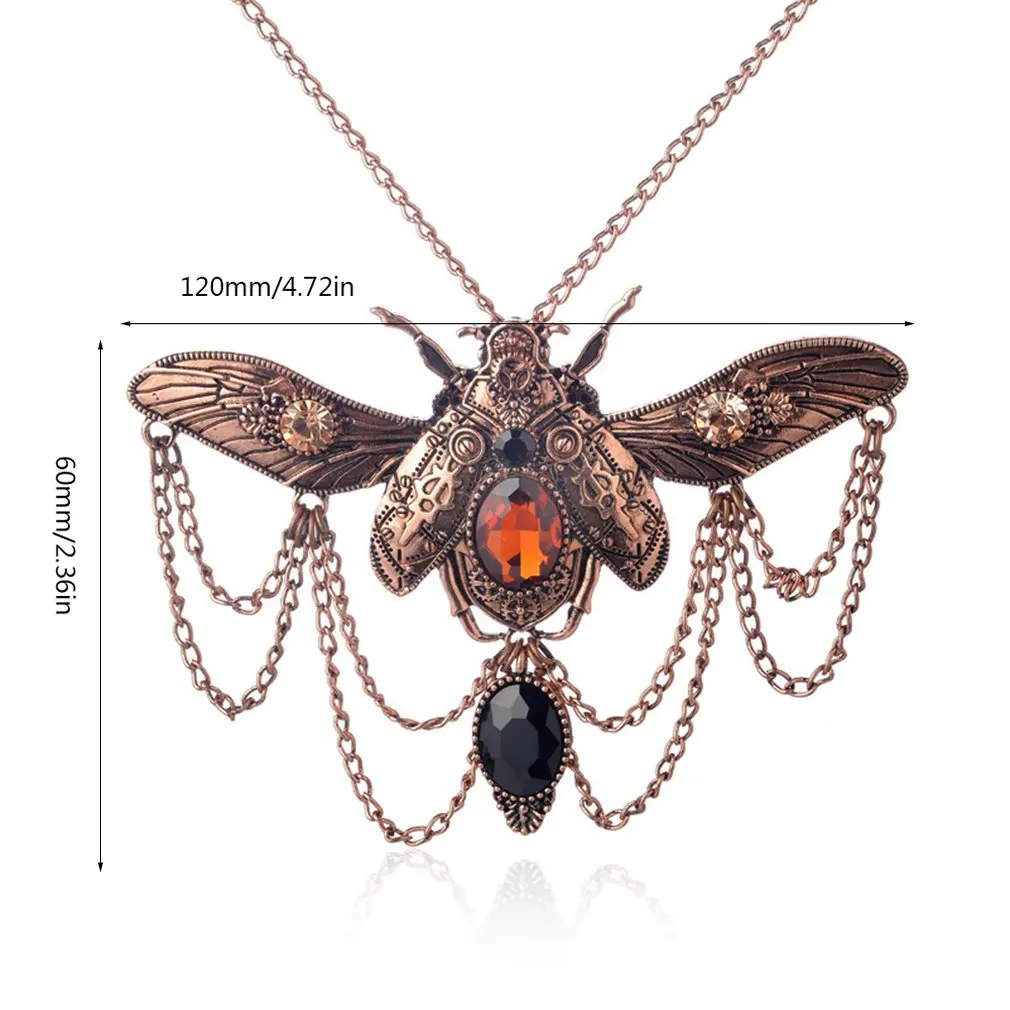 

Steampunk Rhinestone Crystal Big Beetle Necklace Steampunk Men Women Jewelry Three Colors Optional Party Gift 2019