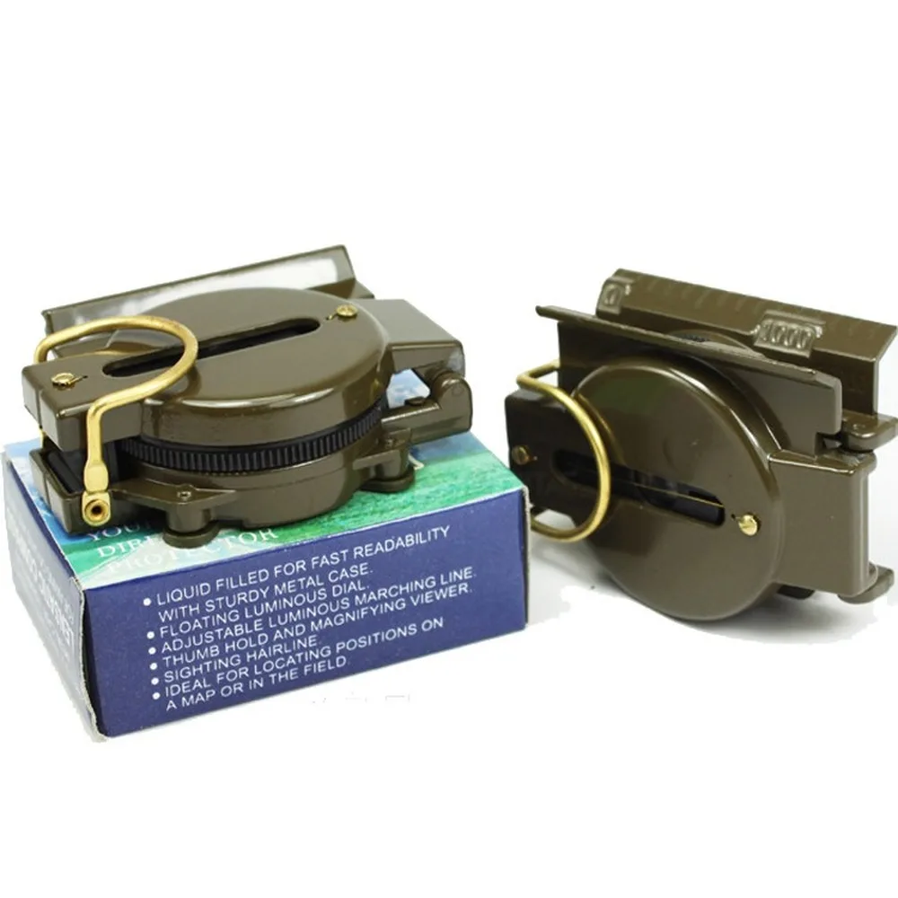 Портативный военный многофункциональный компас с складными линзами зеленый