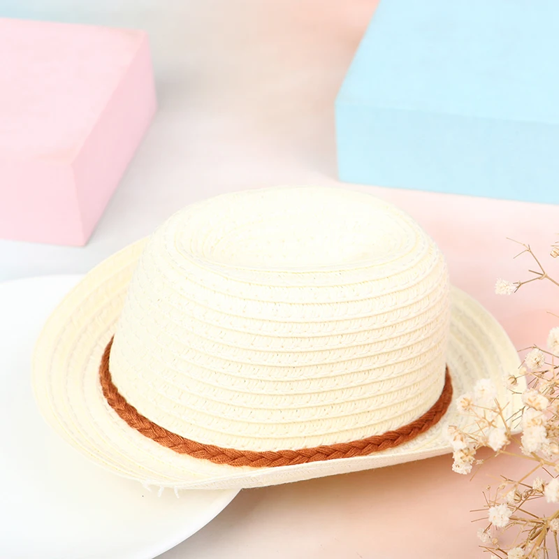 

18 Inch Doll Girls Hat Rice White Hand-woven Straw Hat Fit 43 Cm Boy Dolls