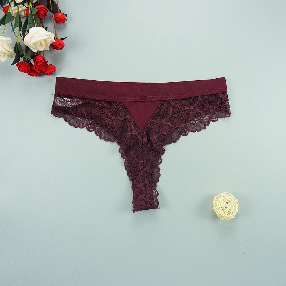 

IXueJie Sexy G String Women Underwear Thong for Lady Solid Color Lace with Bow Ice Silk Satin Panties Lingerie Feminina 3 Pcs