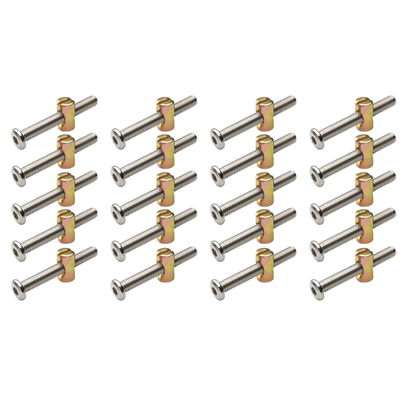 

20PcsM8 Furniture Hardware Children's Bed Accessories Screw Hammer Nut Cross Hole Nut Two in One Connector