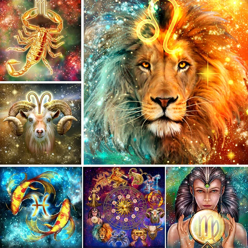 

5D DIY Diamond Painting Full Square Lion Constellation Cross Stitch Kit Embroidery Mosaic Picture Of Rhinestones Home Decor Gift