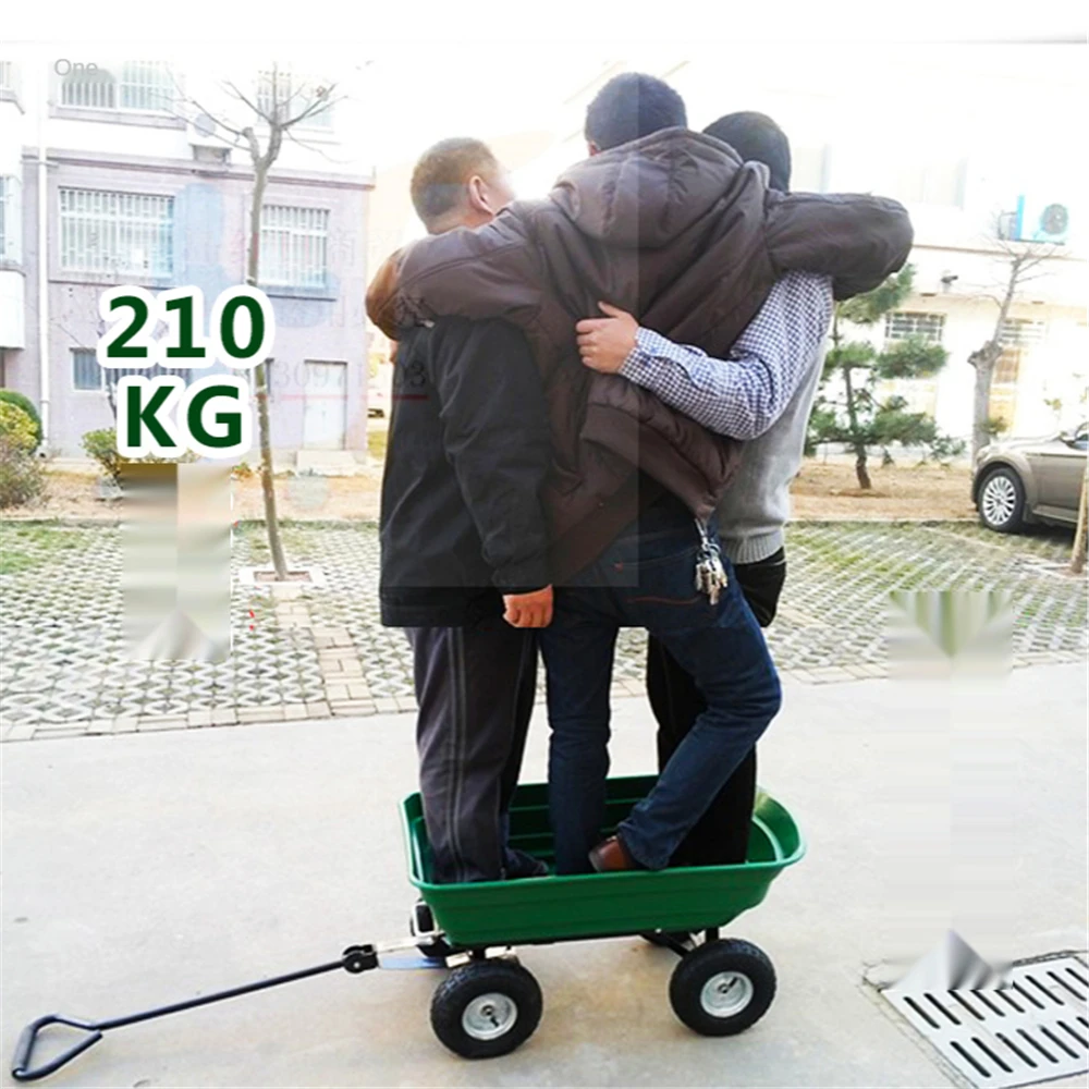 

Utility Garden Dump Wagon Beach Garden Cart Heavy-Duty Carrier Trolley Sturdy Hand Truck for Cargo Wood Steel Frame
