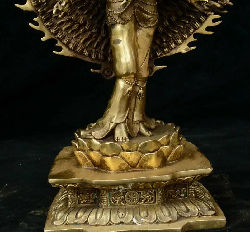 Китай тибетский буддизм латунь 1000 статуя богини Кван-Инь Авалокитешвара | Дом и