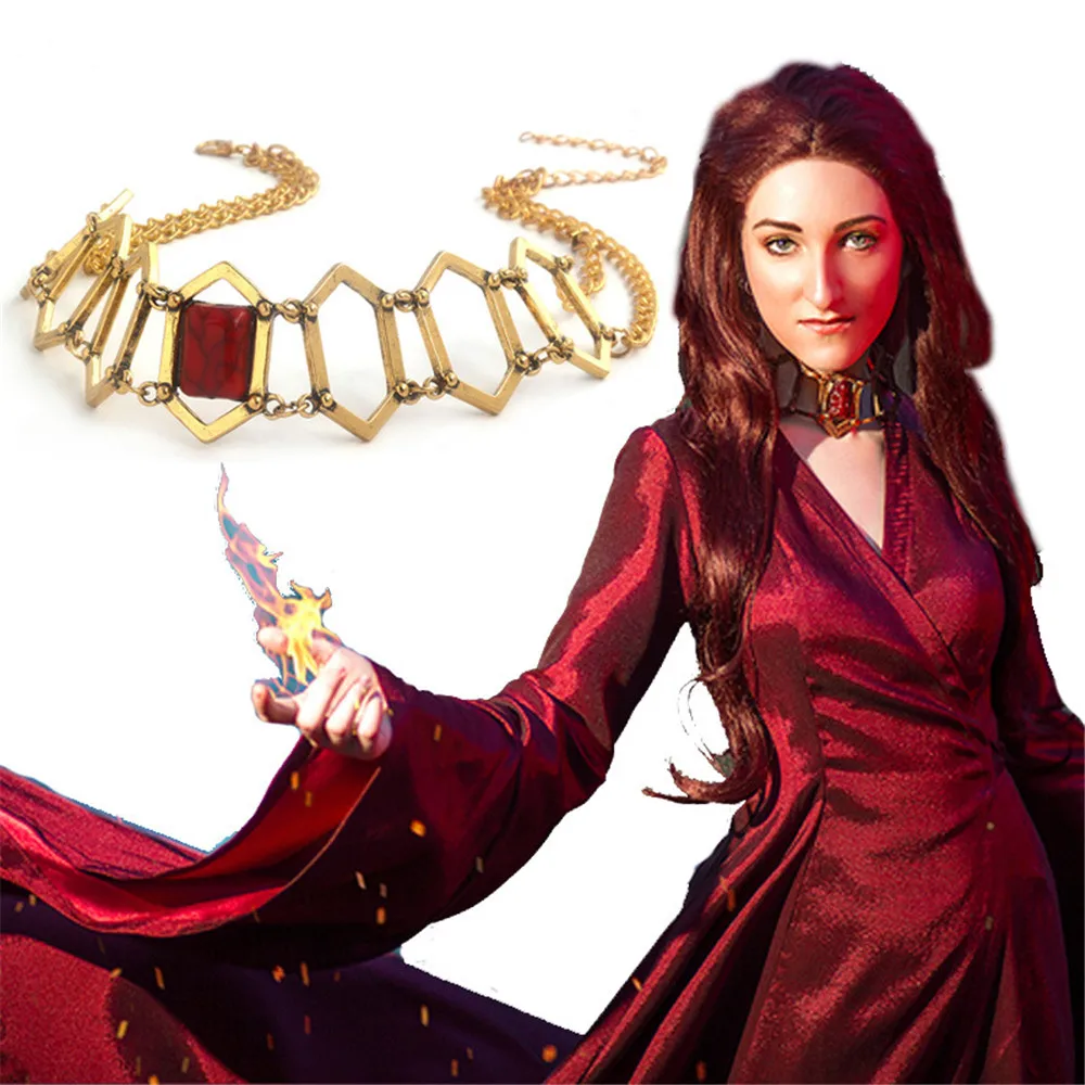 Ожерелье-чокер для косплея «Песнь Льда и Огня» из престолов Melisandre, красная жрица, геометрическое ожерелье, Золотая бутафорская цепь