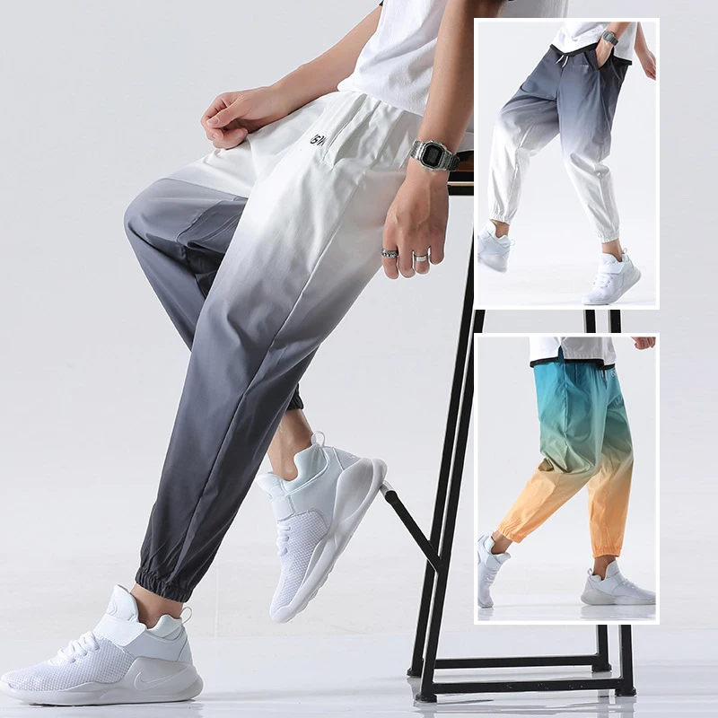 

2021 New Hip Hop Streetwear Joggers Pants Men Casual Cargo Pant Trousers High Street Elastic Waist Gradient Color Harem Pant Man