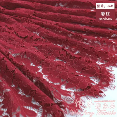 6 Bordeaux red 1,5 м* 1,5 м/шт Lash вышивка ресниц кружевная ткань хлопок шнур французская кружевная ткань гипюр нигерийское Африканское кружево свадебное платье - Цвет: 6 Bordeaux red