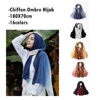 popular hijab shawl hand painted highlights scarf women muslim gradient color fashion chiffon headscarf malaysia style head wrap