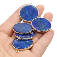 natural stone pendants round gold plated lapis lazuli for women jewelry making diy exquisite necklace earrings