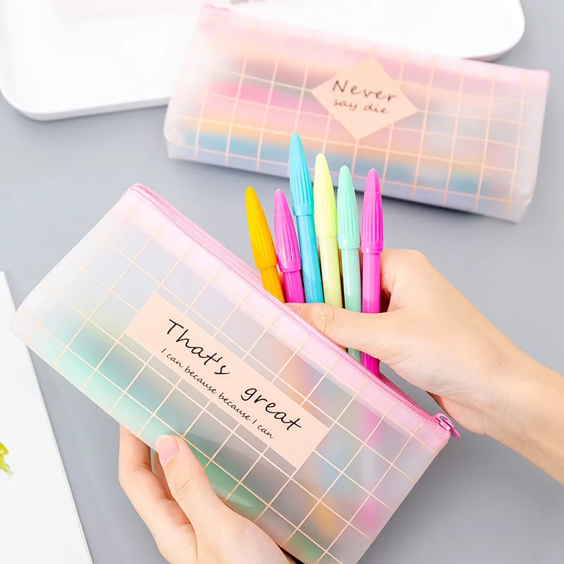 Милый kawaii корейский школьник Прозрачная ПВХ-молния пеналы конфеты детский пенал