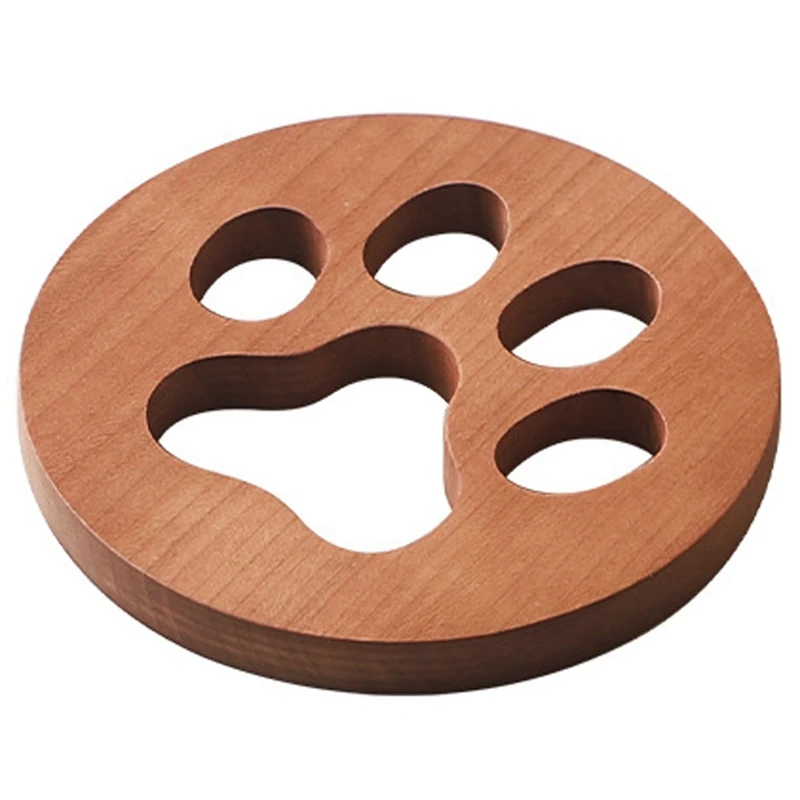 

New Solid Wood Tea Coaster Kungfu Tea Cup Holder Wooden Creative Tea Set Accessories Hollow Cat's Claw Insulation Coaster