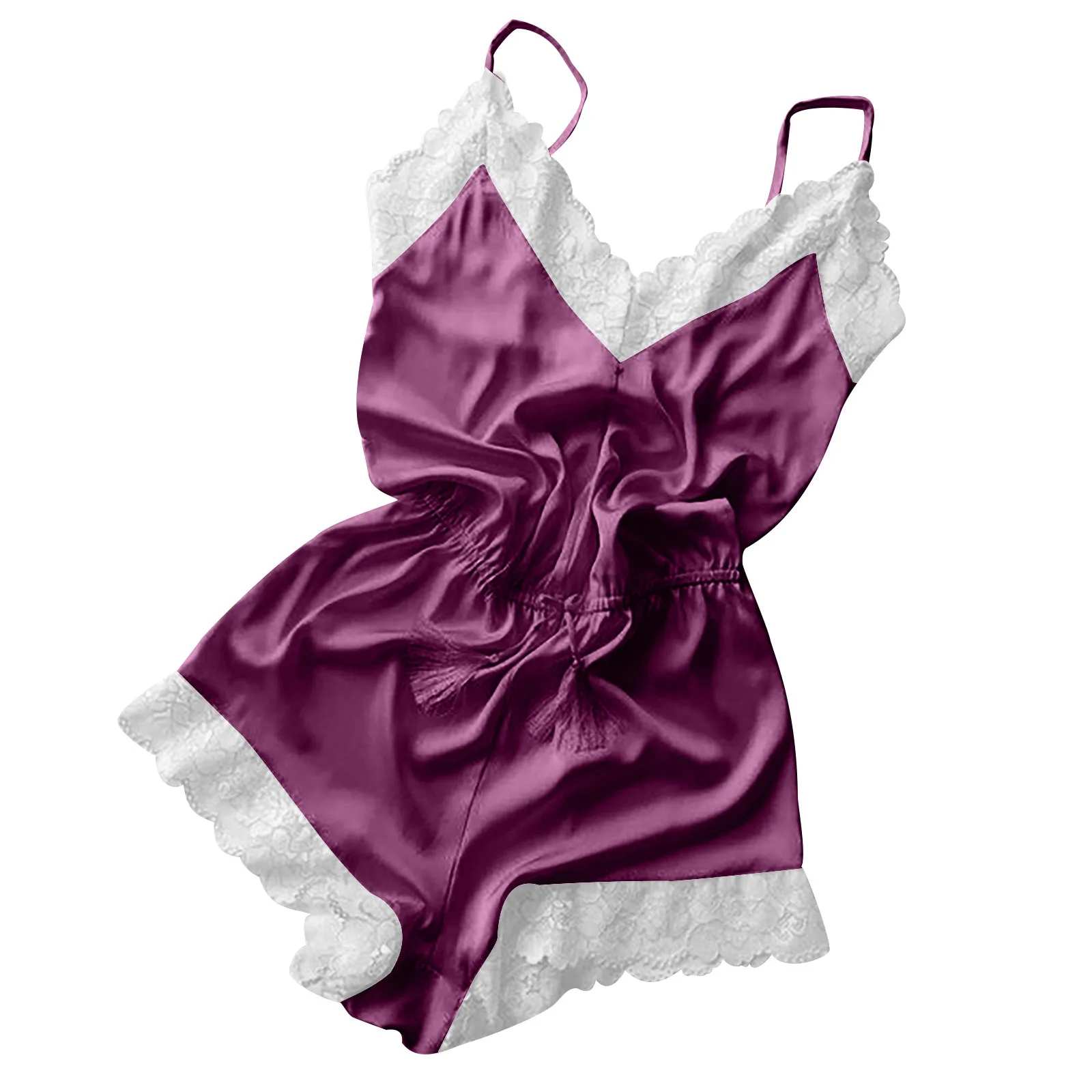 Женская пижама Сексуальный Атласный пижамный комплект Черная кружевная Пижама с