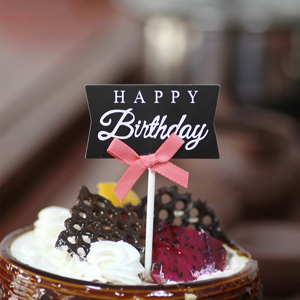 Сделай Сам С Днем Рождения буквы и бант торт кекс топперы бумажные вставки для