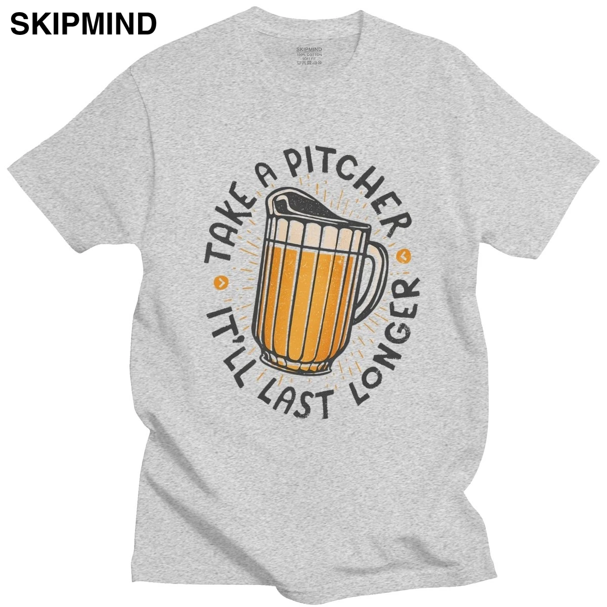 Футболка мужская с коротким рукавом и круглым вырезом из хлопка|Мужские