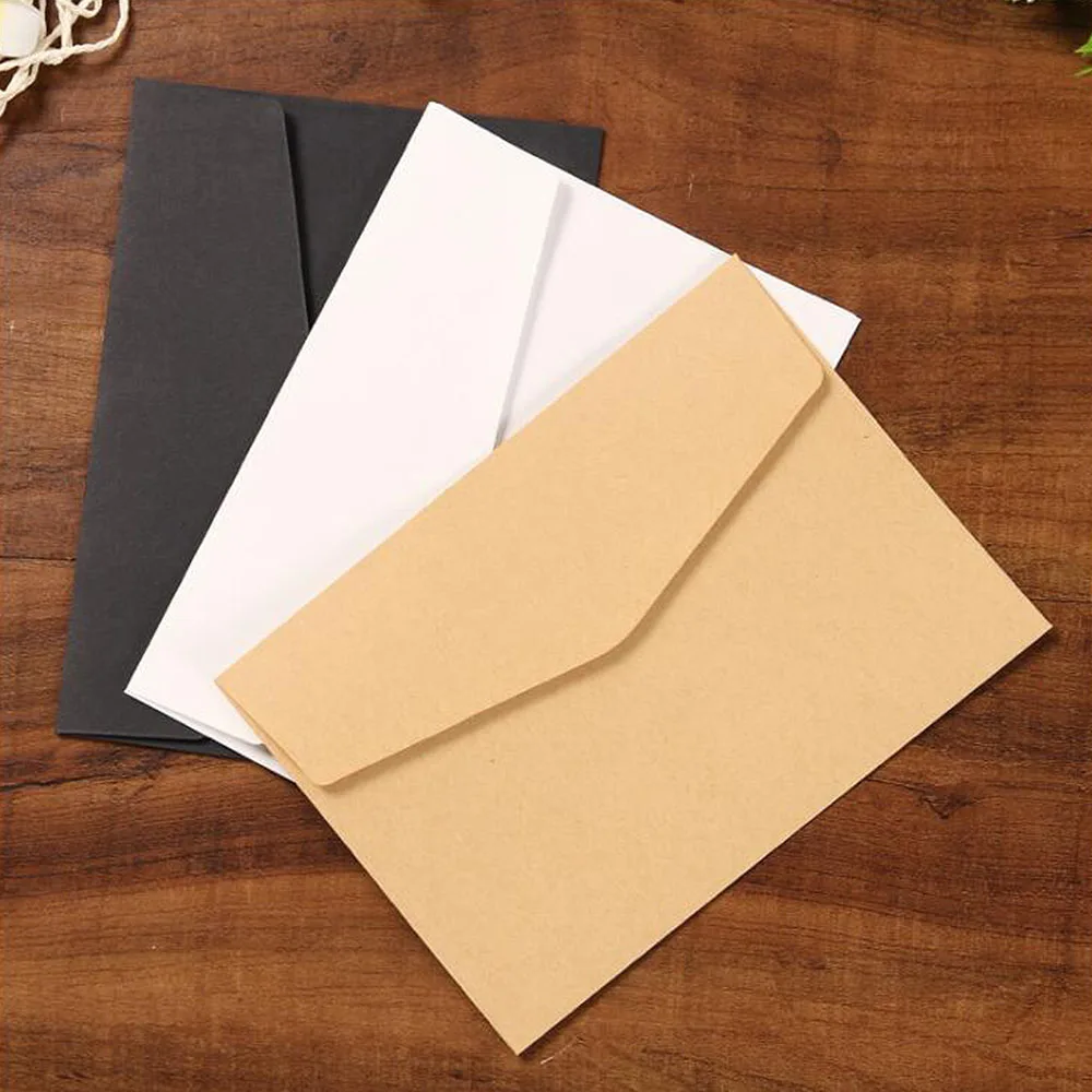 

50pcs Craft Paper Envelope Thick Retro Romantic European Envelopes White Black Use For Greeting Cards Letters Announcements