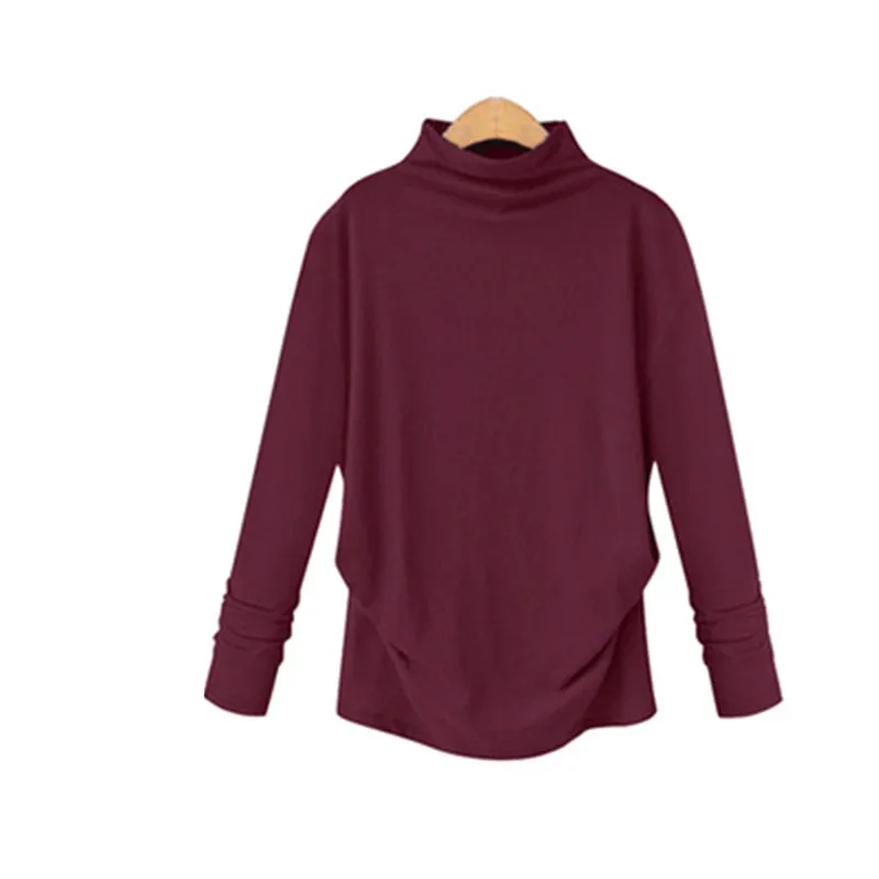 Женский пуловер с высоким воротником Повседневная тонкая блузка длинным рукавом