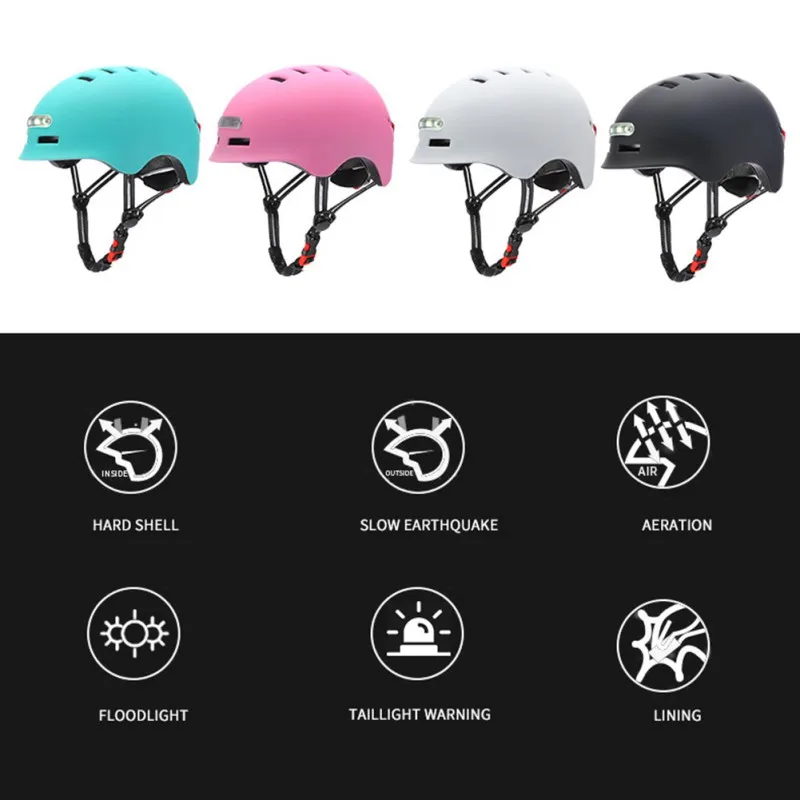 

Adult Kickstart Smart Helmet Front And Rear LED Lights Turn Signals Brake Lights Smart Helmet Bike Helme Sides Built-in Mic