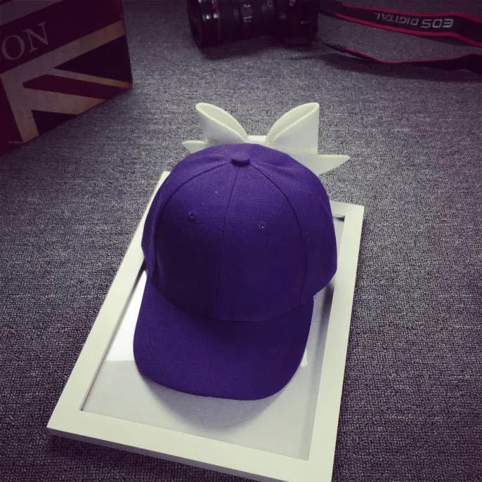 Бейсболки женский Harajuku бантом casquette регулируемая хип хоп сплошной цвет Бейсболка