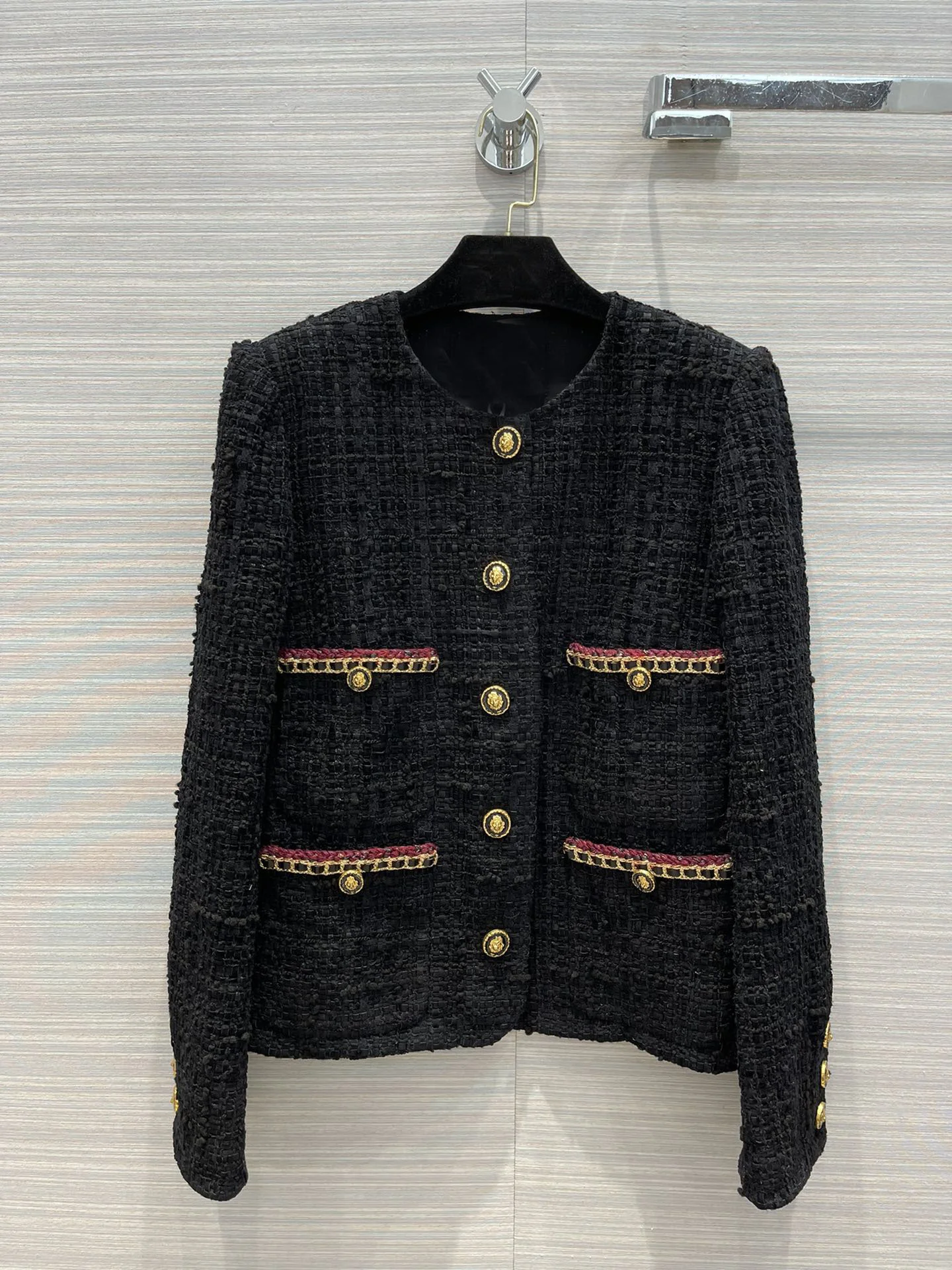 

Luxury New 2021 Women Autumn High Quality Black Tweed Jacket Coat Ladies Fashion 100% Silk Lining Overcoat Tclai 7.19