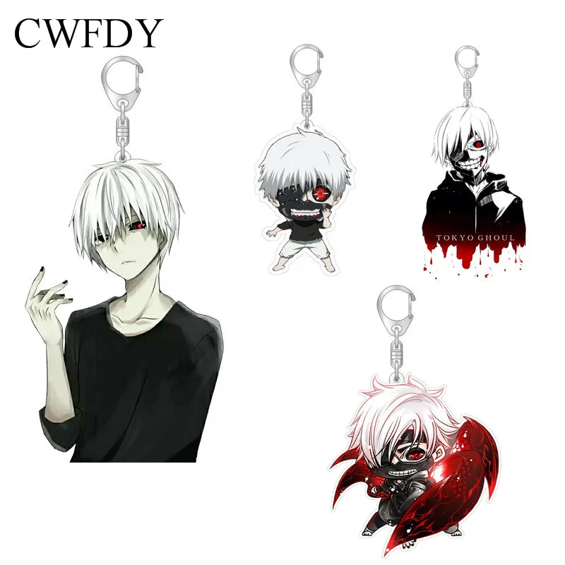 

New Tokyo Ghoul Keychain Anime Tokyo Ghoul Kaneki Ken Keychain Cartoon Two Side Arcylic Pendant Key Ring Holder Men Jewelry Gift