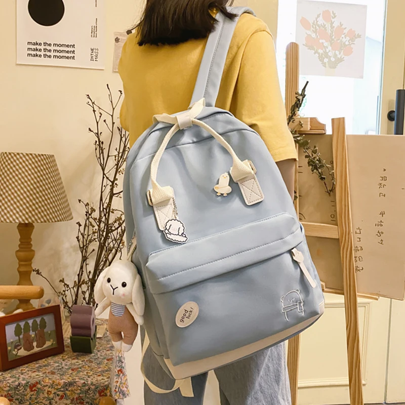 

EST Multi-functional Backpack Waterproof Nylon Top-Handle Shoulders Bag Female Schoolbag Women Bagpack Mochila Kawaii Rabbit Bag