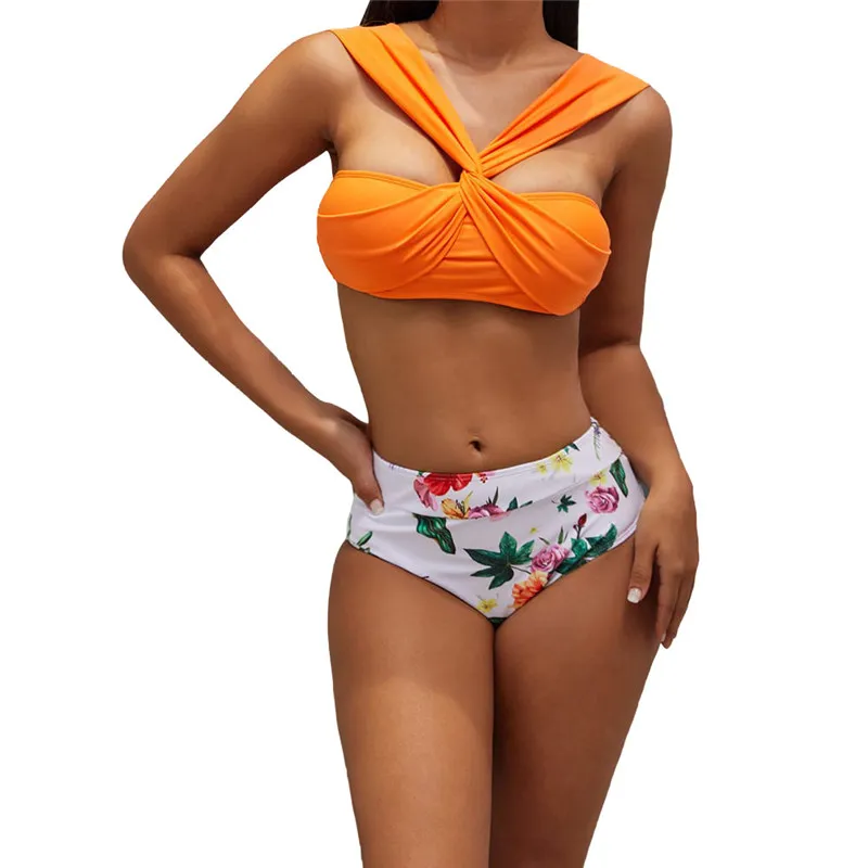 Новый купальник hirigin с высокой талией и цветочным рисунком Женский комплект
