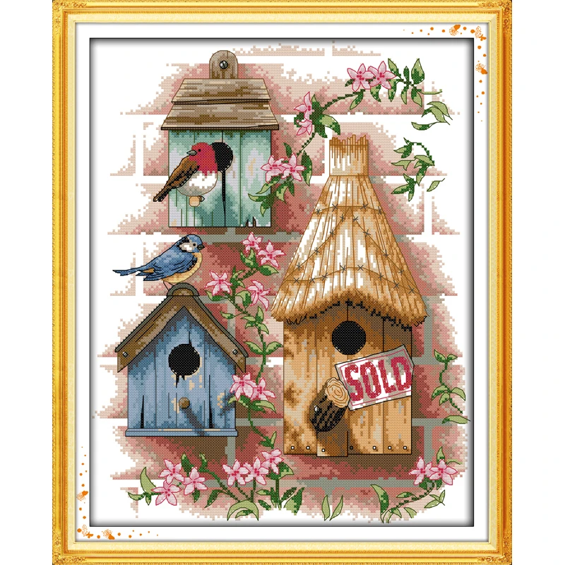 

Everlasting Love Log Cabin Chinese Cross Stitch Kits Ecological Cotton Stamped Printed 11CT 14CT DIY New Christmas Decorations