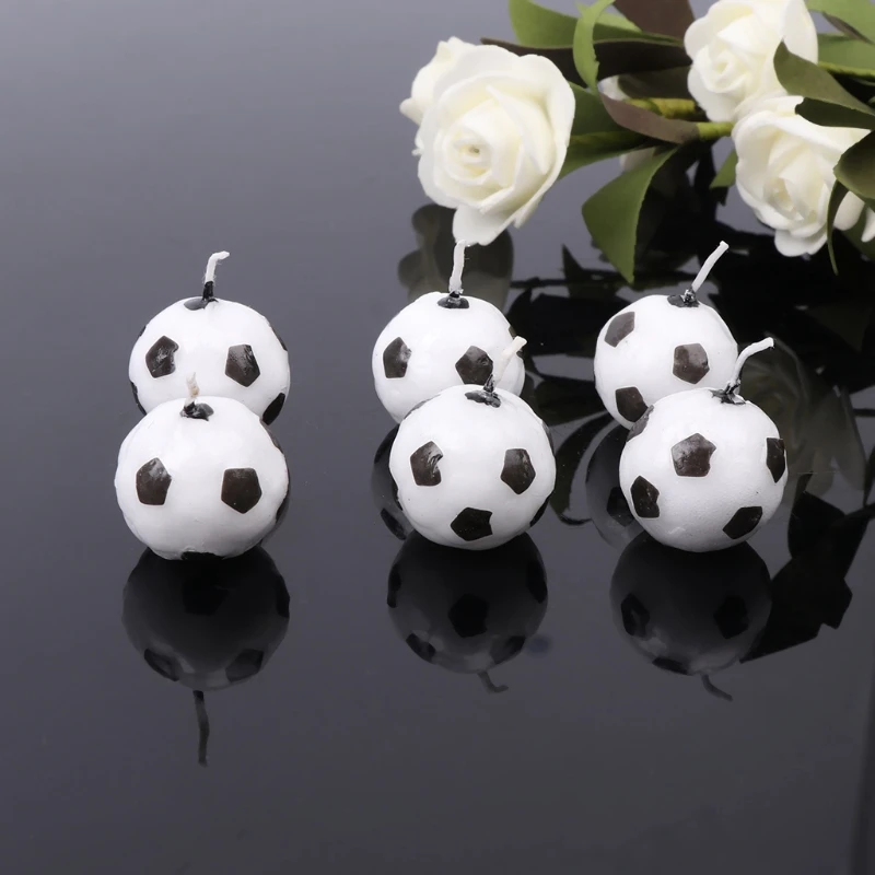 

6Pcs/Set Soccer Ball Football Candles For Birthday Party Kid Supplies Decoration