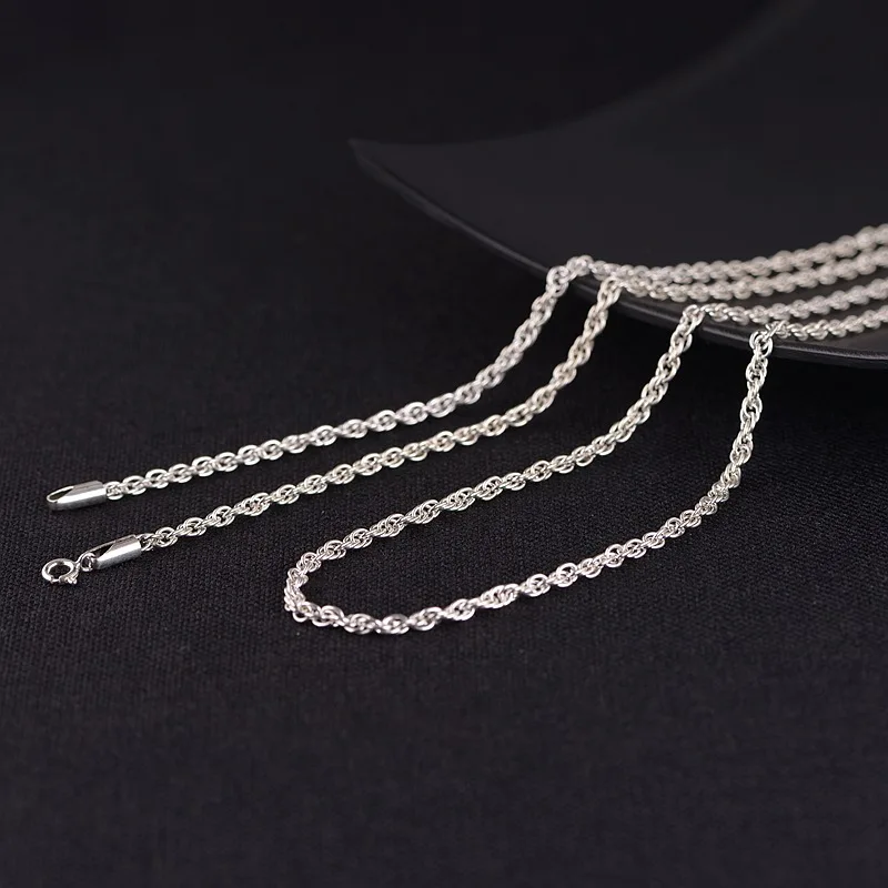 

S925 Silver Plain Silver Female Stylish Pearls Ripple Necklace Chain Of 2 Mm 3 Mm