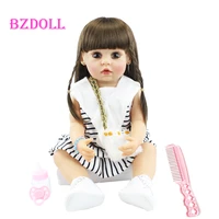 55cm full silicone reborn baby doll toy for girls boneca dress up long hair princess vinyl newborn alive babies play house bebe