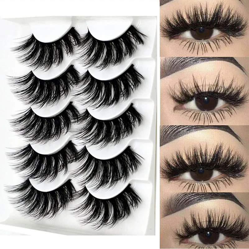 

5Pairs/Set New False Eyelashes Faux Mink Hair Wispies Fluffy 3D Multilayers Eye Lash Extension Woman Cosmetic Makeup Beauty Tool