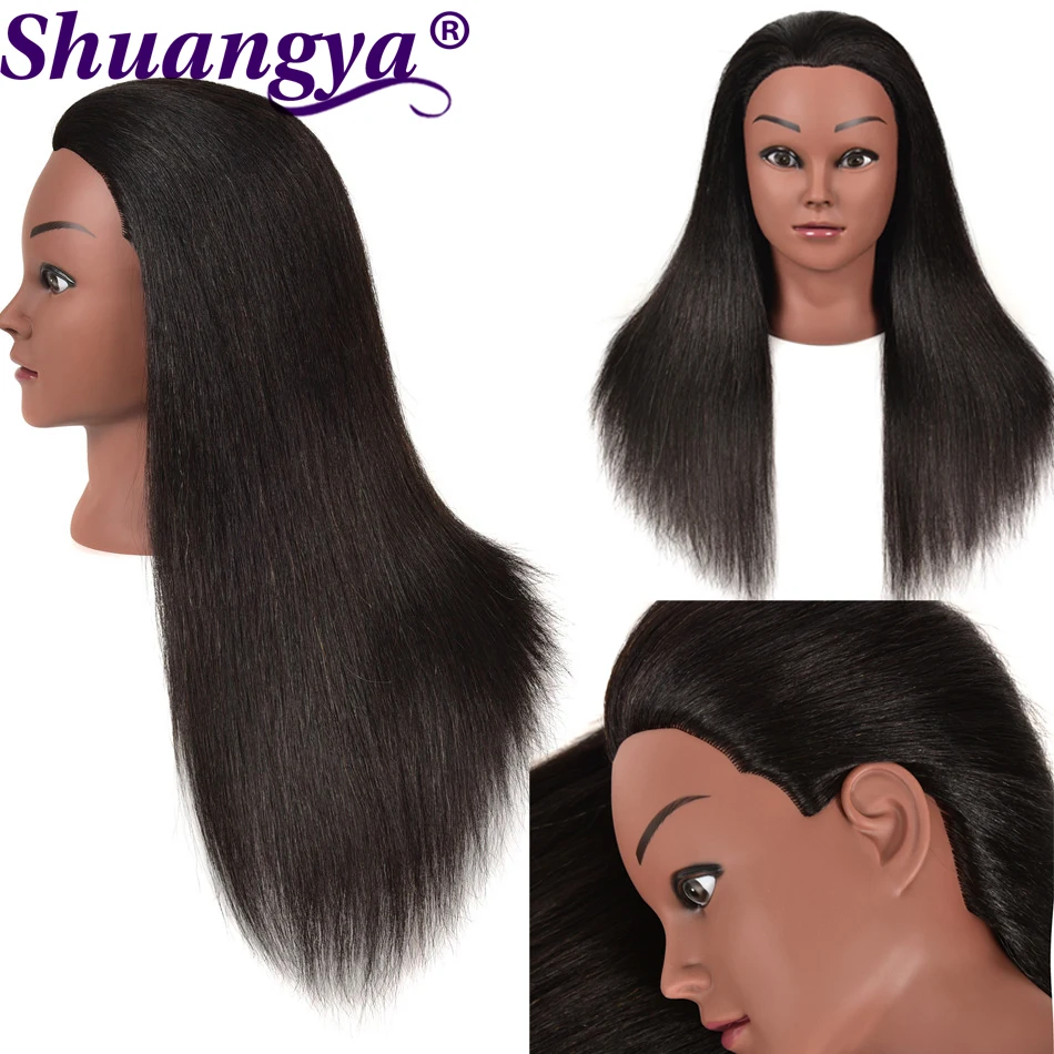 

Mannequin Head With Hair for Braiding Cornrow Shuangya Hair Straight Practice Head Training Dummy Heads for Hairdressing Salon