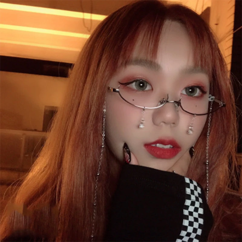 Новые женские очки с полуоправой без линз 2020 Роскошные Брендовые каплями воды