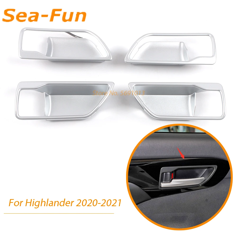

For Toyota Highlander 2020 2021 2022 Inner Door Bowl Trim Cover Decorative Frame ABS Chrome Interior Accessories