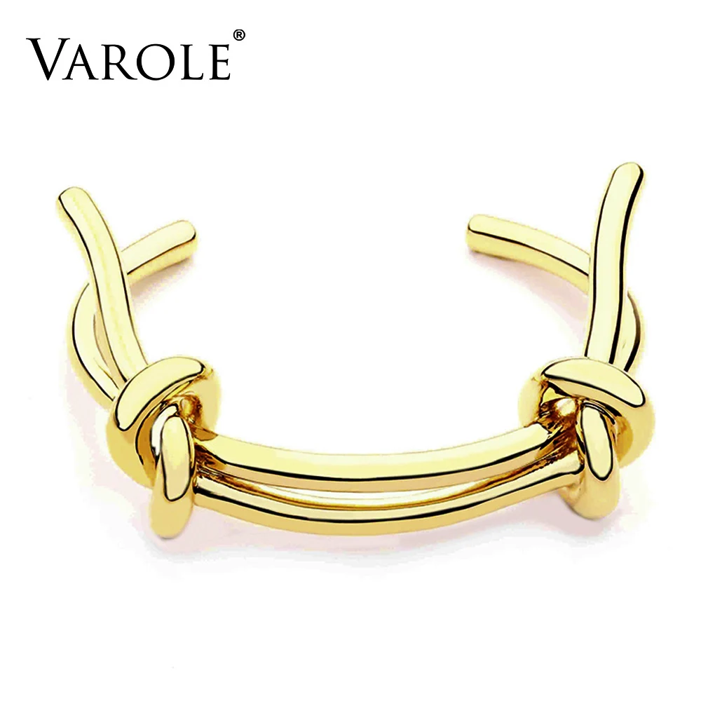 

VAROLE Knot Cuff Bangle Bracelets for Women Gold Color Bracelet Jewelry Noeud Armband Pulseiras