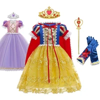 princess snow white dress girl tangled costume cosplay rapunzl cartoon frock party fancy vestido kids halloween birthday gown