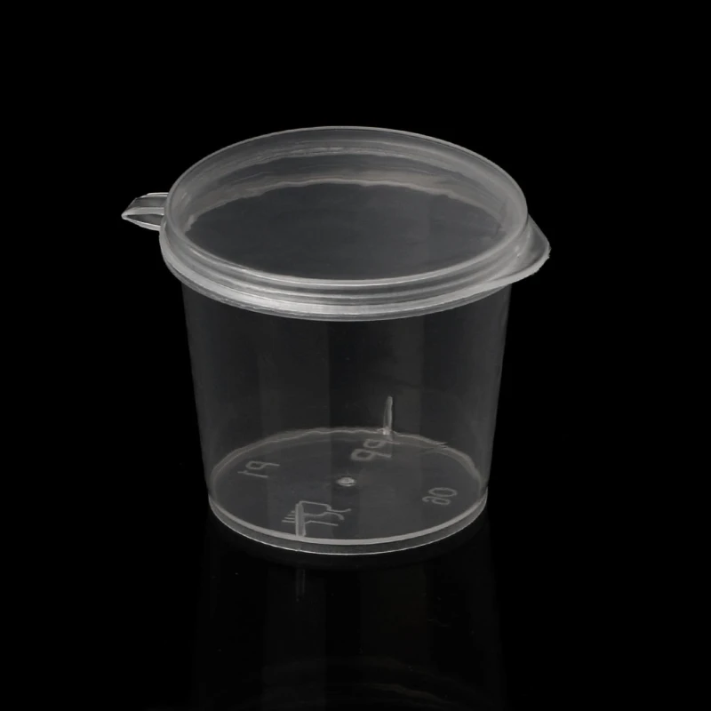 

100Pcs 25ml Small Plastic Disposable Sauce Cups Plastic Disposable Sauce Cups With Lid Food Storage Containers Boxes Drop Ship