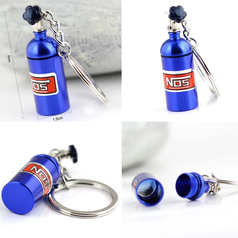 Car Key Ring NOS Nitrous Oxide Bottle Style Keychains Automobile Alloy Light Keyring Chain Aluminum Accessories Decorat V9L7 | Автомобили