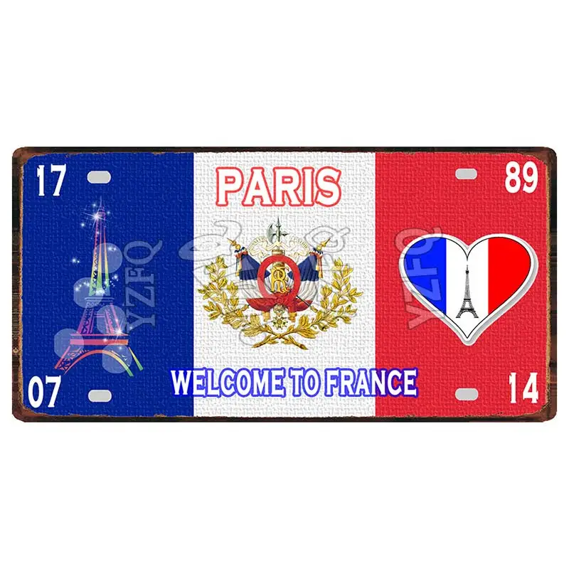 Металлические дорожные сувениры 30x15 см в стиле Парижского города ретро