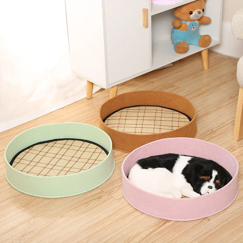 

Pet Round Bed With Cooling Mats For Small And Medium Dogs Cats Kennel Sleeping Bag Blanket Soft Sofa Home Decoration Accessories