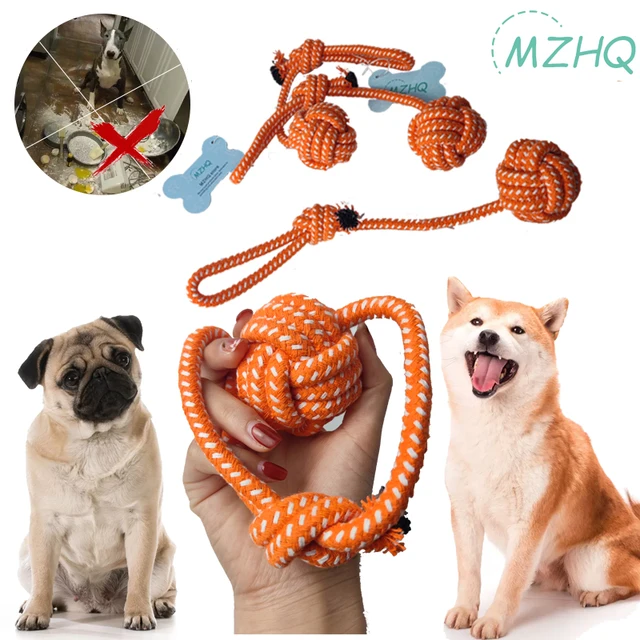 MZHQ 1pc Interactive Dog Training Bite-Resistant Fidget Toys For Dogs Pop It Cotton Rope Woven Pet Toy Ball Puppy Training Toys