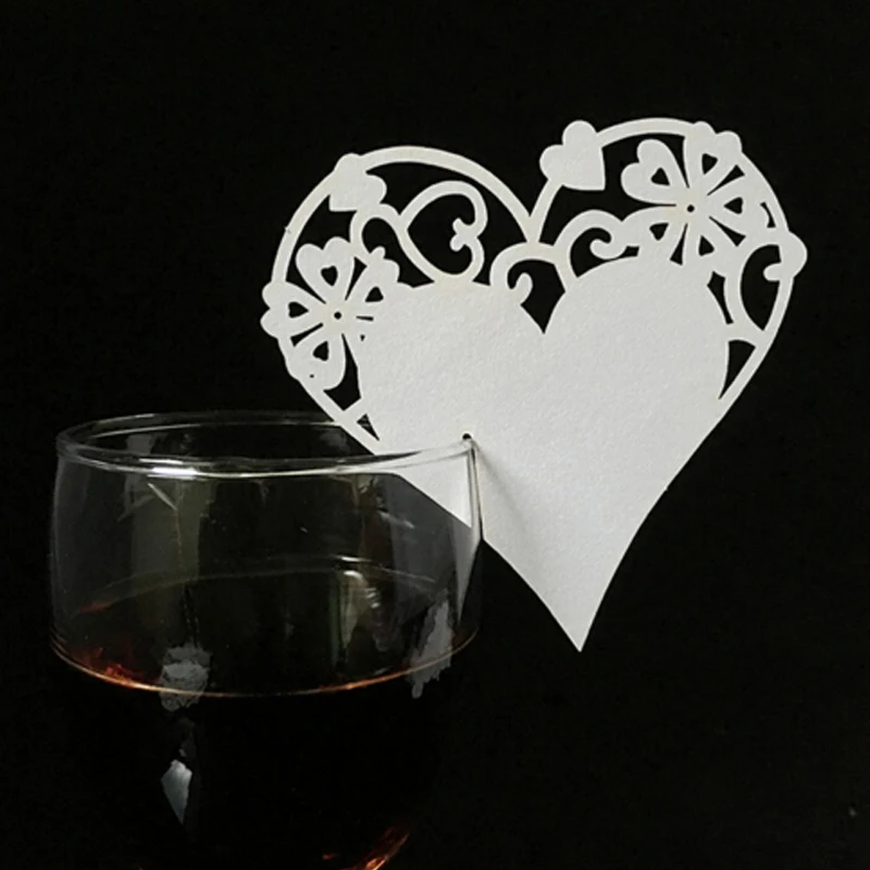 Name Place Card Escort Cup Cardboard Home Supplies Party Kiss Angel Heart Flower Practical Wine Glass Cards Gift Wedding | Дом и сад