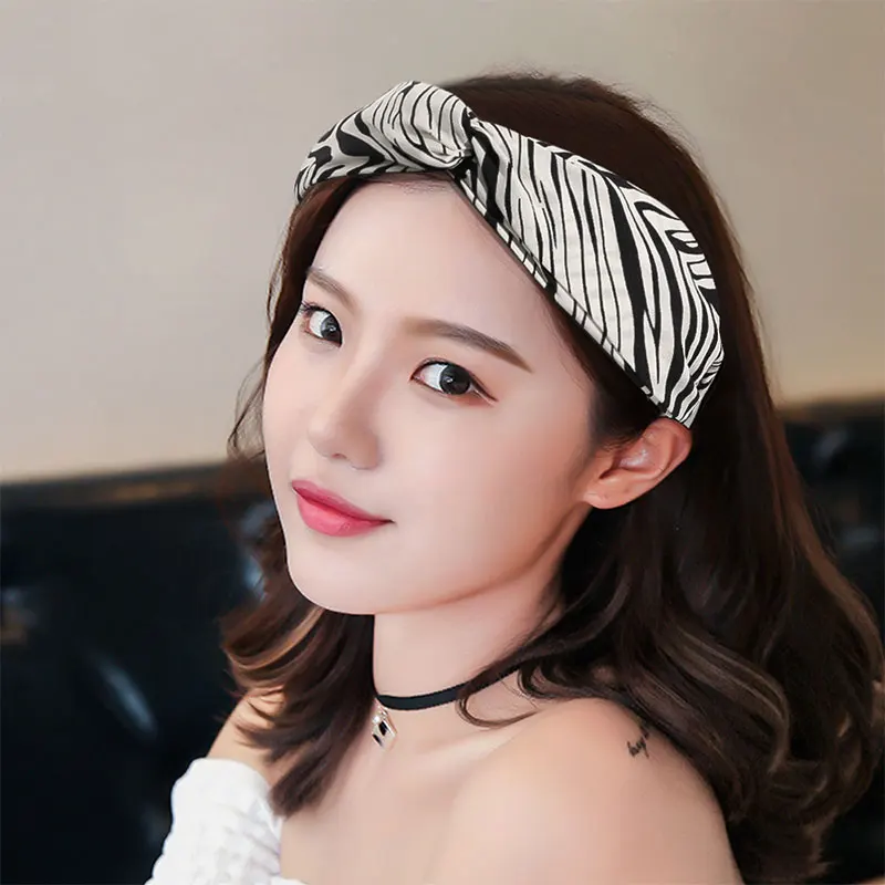 Корейский обруч для волос в клетку с перекрещивающимися узорами Широкая повязка