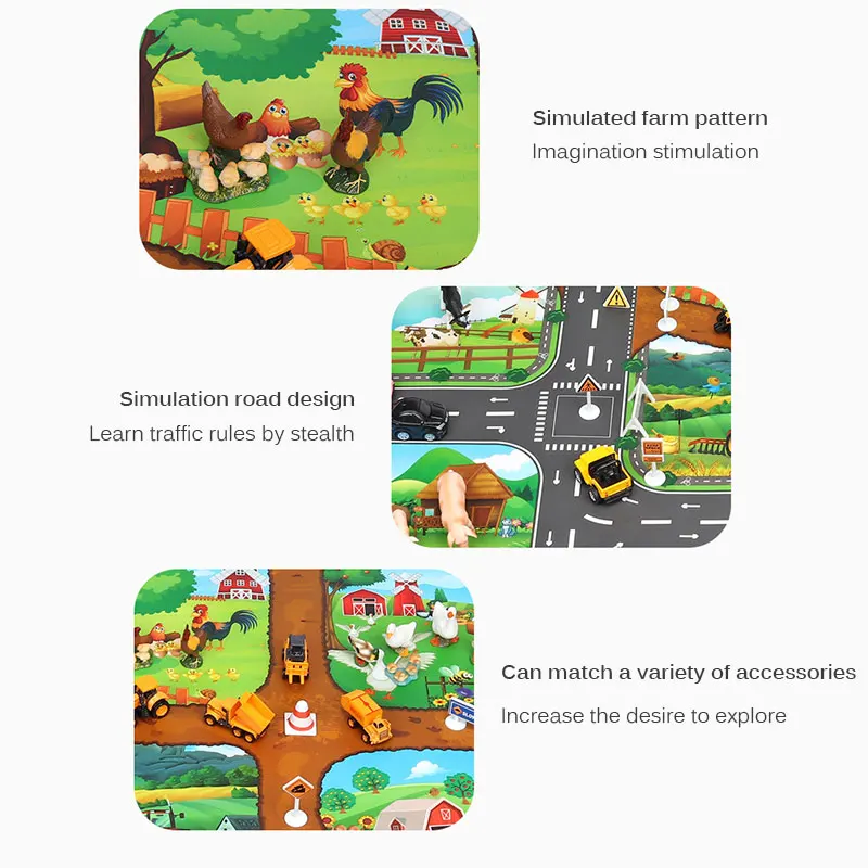 

Baby Play Mat Road Map for Kids Cartoon Plastic Thin Traffic Rug Little Boys Girls Toys Playmat Babies Playing Educational Mat