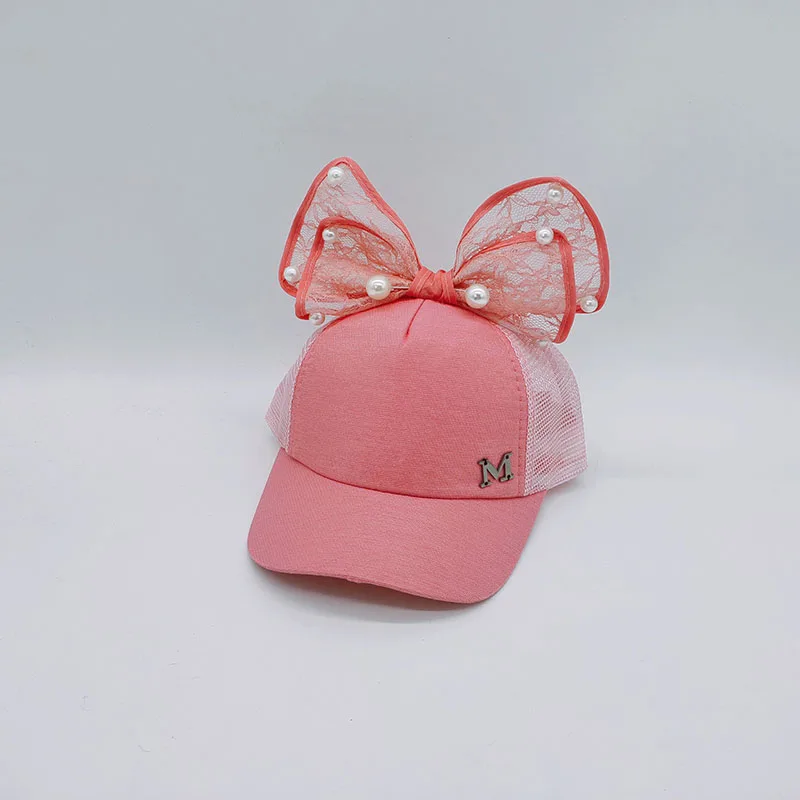 Детская бейсболка с жемчужным бантом и мультяшным рисунком 4 цвета Снэпбэк кепки