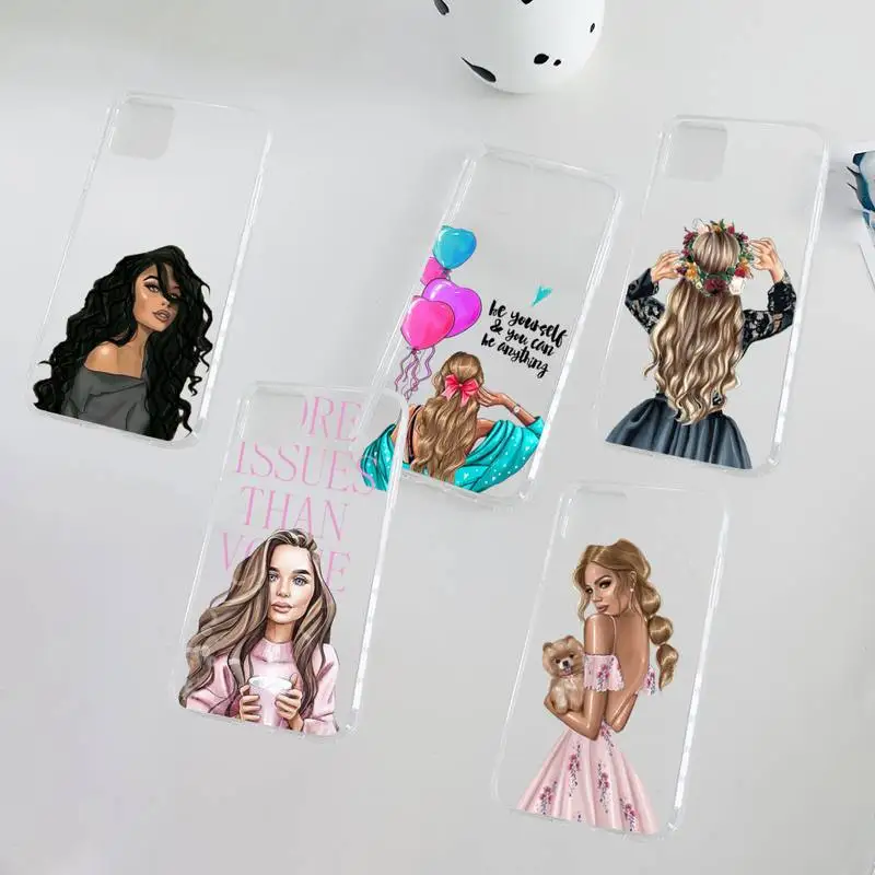 

VOGUE Christmas Princess Girl Phone Case Clear Transparent for iPhone 11 12 13 mini pro XS MAX 8 7 6 6S Plus X 5S SE XR 2020