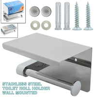 wall mount bathroom toilet paper holder with phone shelf rack tissue roll stand shelf towel roll shelf accessories