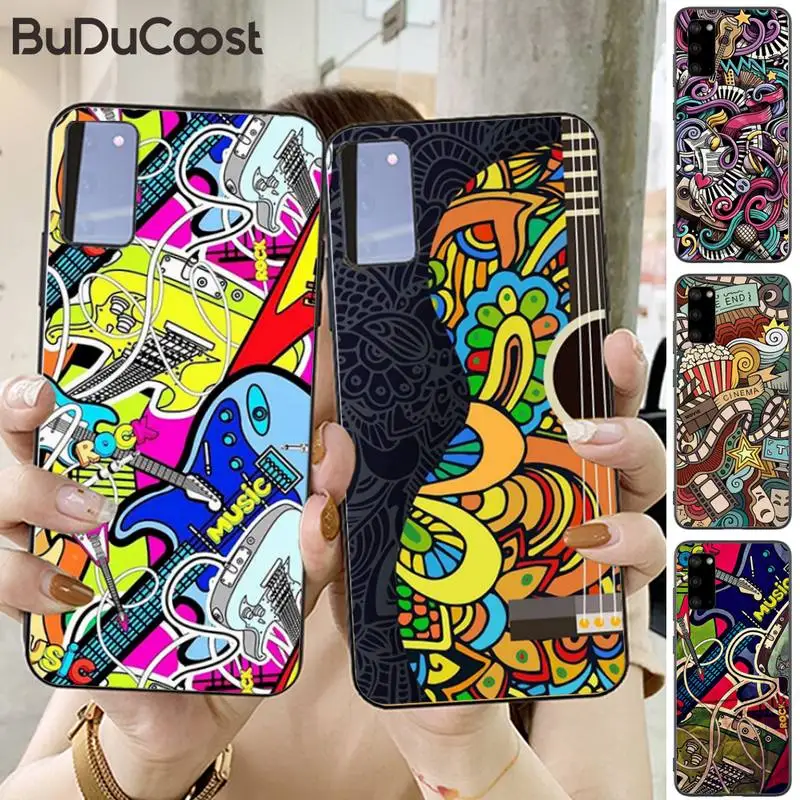 

Hrmes Art music guitar doodle Phone Case for Samsung S20 plus Ultra S6 S7 edge S8 S9 plus S10-5G lite 2020 S10E
