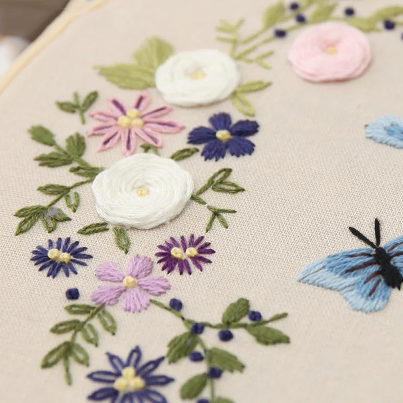 

40X50cm Embroidery DIY Material Package Bamboo Embroidery Stretch Handmade Creative Cloth European Three-dimensional Flower